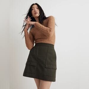 Madewell Green Wool-Blend Cargo Mini Skirt Size 14 NO093